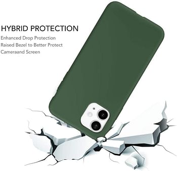 IceSword iPhone 11 Case Dark Green, Thin Liquid Silicone Case, Soft Silk Microfiber Cloth, Matte Pure Dark Green, Gel Rubber Full Body, Cool Protective Shockproof Cover 6.1" - Dark Green