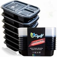 صندوق طعام متين قابل لإعادة الاستخدام من 7 قطع من ORGALIF متين وقابل لإعادة الاستخدام ومصنوع من بلاستيك عالي الجودة خالٍ من البيسفينول A و3 مقصورات غداء بينتو