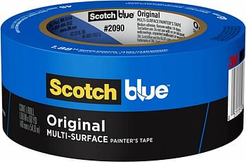 Scotch Blue Painter's Tape 2090-2, 1.88 in x 60 yd (48mm x 54.8m), Original Masking Painter's Tape, Multi-Surface, Blue color, For walls, ceiling, metal, wood and more, easy to remove, 1 roll/pack