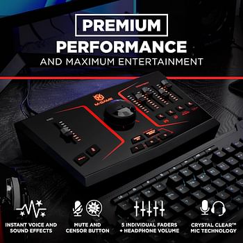 M-GAME USB Audio Interface Mixer for Streaming and Gaming with XLR Microphone in Optical in Voice FX Sampler and Dedicated Software Solo - Black