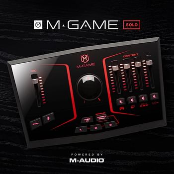 M-GAME USB Audio Interface Mixer for Streaming and Gaming with XLR Microphone in Optical in Voice FX Sampler and Dedicated Software Solo - Black