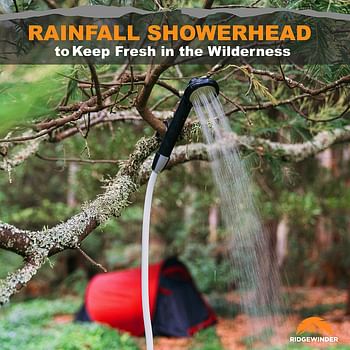 Ridgewinder Portable Shower for Camping with Dry Bag - Camp Shower with Rechargeable Battery and Included 10L Dry Bag for Water Storage. Complete Camping Shower in a Bag (+Sprayer Attachment).