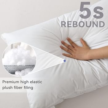 JZS Down Alternative Pillow (2 Pack)100% Cotton Hotel Bed Pillows for Sleeping with 3cm Gusset King Size 50x90cm