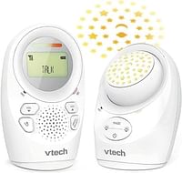 في تيك - شاشة صوت رقمية مع ضوء ليلي وجهاز عرض | ضوء ليلي مهدئ يساعد على نوم الطفل وتهويدات مهدئة | مؤشر درجة الحرارة، ميزة التحدث ثنائي الاتجاه | ابيض