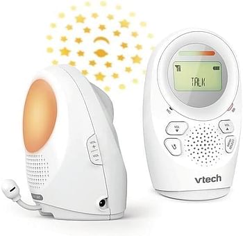 VTech - Digital Audio Monitor with Night Light and Projector | Soothing Night Light, Baby Sleep Aid, Calming Lullabies | Temperature Indicator, 2 Way Talk Feature | White