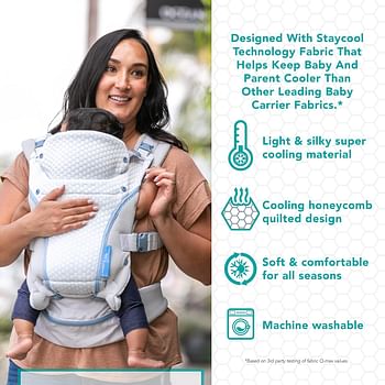 Infantino Staycool 4-in-1 Convertible Carrier, Ergonomic Design for Infant and Toddlers, 8-40 lbs with Storage Pocket, Gray