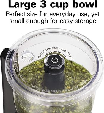 Hamilton Beach Stack and Press™ Food Chopper, 710 ml / 3 cup capacity, 350W,  chop, puree, emulsify, easy cleaning with removable bowl and blade, cord wrap for easy storage, 72850-ME