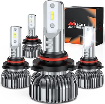 Nilight 9005 9006 Led Headlight Bulb Kit, 350% Brighter,Hb3 Hb4 High Beam Low Bulbs Combo, 6000K Cool White, Mini Size, 4-Pack