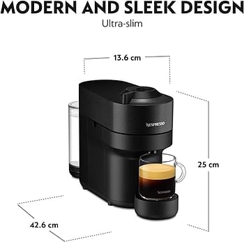 ماكينة تحضير القهوة نسبرسو فيرتو بوب بلاك، 25 × 13.6 × 42.6 سم - أسود