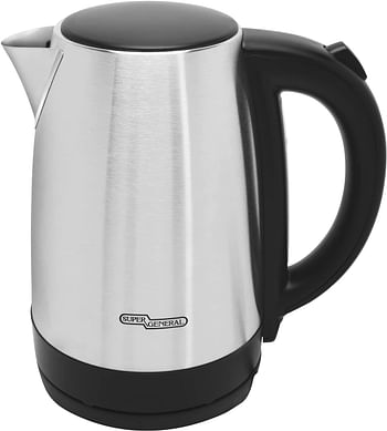 Super General SGK-218-SSD Electric Water Kettle, 1.7 Liter, Stainless Steel 2200W - Silver