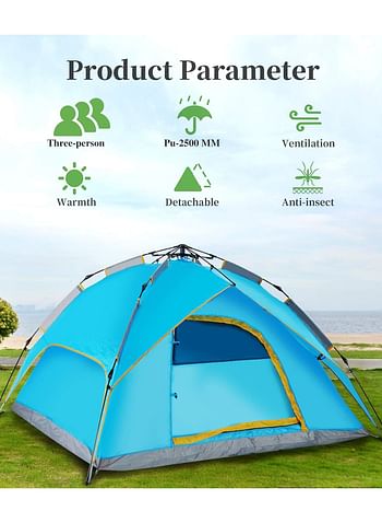 Easy Set-up Tents, Hand Set Up Camping Tent, Multifunctional and Detachable for use 4 Venting, Design Automatic Instant Tent Outdoor Waterproof