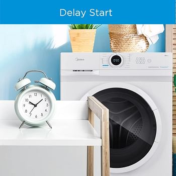 Midea 8KG Front Load Washing Machine with BLDC Inverter Motor, 1400 RPM, 15 Programs, Fully Automatic Washer with Lunar Dial, Integrated Digital Control-LED Display, Multiple Temperature MF100W80BWGCC