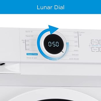 Midea 8KG Front Load Washing Machine with BLDC Inverter Motor, 1400 RPM, 15 Programs, Fully Automatic Washer with Lunar Dial, Integrated Digital Control-LED Display, Multiple Temperature MF100W80BWGCC