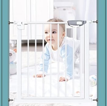 SKY-TOUCH Auto Close Safety Baby Gate, Extra Wide Child Gate with 30 cm Extension Kit Maximum Suitable For 114 cm, Baby Gates for Stairs & Doorways, Easy Install (Safety Railing + 30cm Extension Kit)