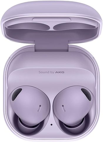 سماعات أذن بلوتوث Samsung Galaxy Buds2 Pro، لا سلكي حقيقي، إلغاء الضوضاء، جراب شحن، صوت عالي الجودة، مقاوم للماء، أرجواني بورا