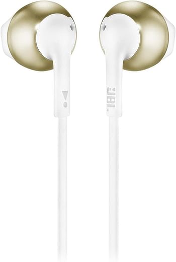 JBL Tune 205Bt On Ear Bluetooth Headset, White And Gold JBLt205Btcgd, Small