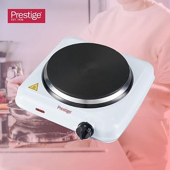 Prestige Electric Hot Plate - Single Burner Stove with Adjustable Temperature Control and Overheat Protection for Cooking Convenience PR81523 - White