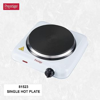 Prestige Electric Hot Plate - Single Burner Stove with Adjustable Temperature Control and Overheat Protection for Cooking Convenience PR81523 - White