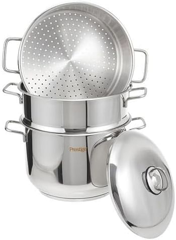 Prestige 3pc 24cm Stainless Steel Steamer + Prestige Nylon Pasta Server