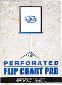 FIS FSFC20-B80 80 GSM 20 Sheets Flip Chart 5-Pack, 585 x 810 mm Size