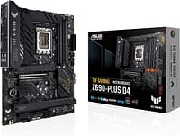 ASUS TUF GAMING Z690-PLUS D4 (LGA 1700) ATX gaming motherboard, 15 DrMOS power stages, PCIe 5.0 four M.2 slots, Intel 2.5 Gb DisplayPort, USB 3.2 Gen 2x2 Type-C, Black, 90MB18U0-M0EAY0