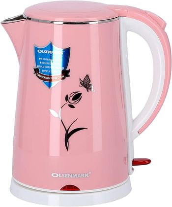 Olsenmark Electric Kettle with Stainless Steel Inner and outer side Plastic Black, 1.8L, OMK2355