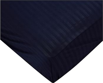 Hotel Linen Klub DEYARCO Soft Comfort Stripe Microfiber NAVY Fitted Sheet Super King 200 x cm