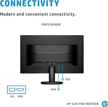 HP v24i Full HD Monitor 23.8 Inch 1 VGA, 1 HDMI - Black