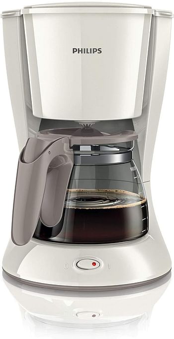 صانعة قهوة يومية من فيليبس مع كأس زجاجي - ابيض، HD7447