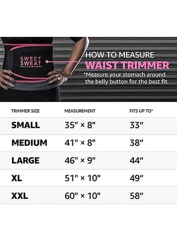 Sweet Sweat Waist Trimmer Black & Pink Medium 41x8inch