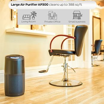 Instant Air Purifier AP300B, with Plasma Ion Technology, Advanced 3-in-1 HEPA Filtration System-Pollen Filtration, Air Cleaner, Dust Extraction - For Home and Business use (36.0 sq m), Black