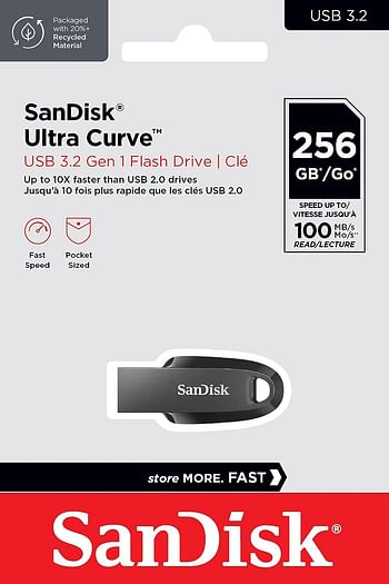Sandisk 256gb ultra curve 3.2 flash drive 100mb/s sdcz550 256g g46, black