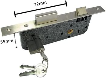 Robustline 70mm Cylinder Lock Body Closed Standard Size Door Lock Body with Both Side Key Cylinder (72-55 mm, Stainless Steel)