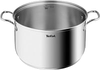 Tefal Intuition XL Large Cooking Pot Stainless Steel 26 cm/6.5 L, Induction, Premium 18/10 Stainless Steel, Size XL, Sturdy Handles, Glass Lid B8646304