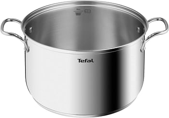 Tefal Intuition XL Large Cooking Pot Stainless Steel 26 cm/6.5 L, Induction, Premium 18/10 Stainless Steel, Size XL, Sturdy Handles, Glass Lid B8646304