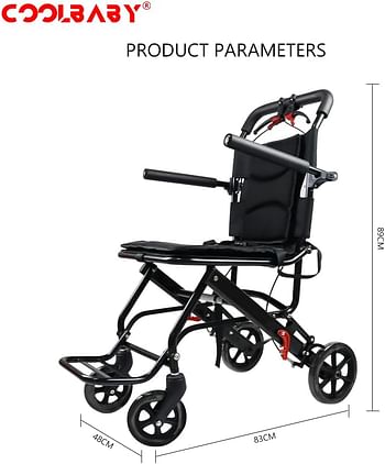 COOLBABY Aircraft Wheelchair. Travel Wheelchair. Ultra-light Aluminum Alloy Wheelchair. Portable Folding Wheelchair. Elderly Disabled Scooter(with storage bag)