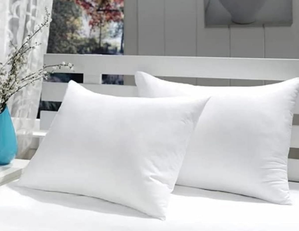 Hotel Linen Klub PACK OF 2 - Pressed Pillow - Size 48 cm X 70 cm, Outer Cover: 100% Microfiber Filling: 700grams Hollow Fiber Soft Feel,Color: White