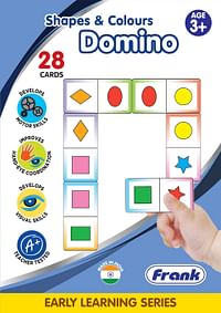 فرانك لعبة الدومينو من شيبس اند كولورز - 28 بطاقة، لعبة تعليمية للتعلم المبكر باشكال مختلفة، بطاقات ملونة | للاعمار من 3 سنوات فما فوق | العاب وألعاب تعليمية، متعددة الالوان
