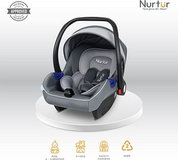 Nurtur Nemo Baby Carrier - Adjustable Canopy and Handle - Extra Protection – 3 -Point Safety Harness - Suitable from 0 months to 12 months, Upto 13kg, Orange (Official Nurtur Product)