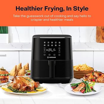 Nutricook Air Fryer 2, 5.5 Liter Black, 1700 Watts, Digital Control Panel Display, 10 Preset Programs With Built-In Preheat Function + CRED Quick Pull Chopper 650 ml,