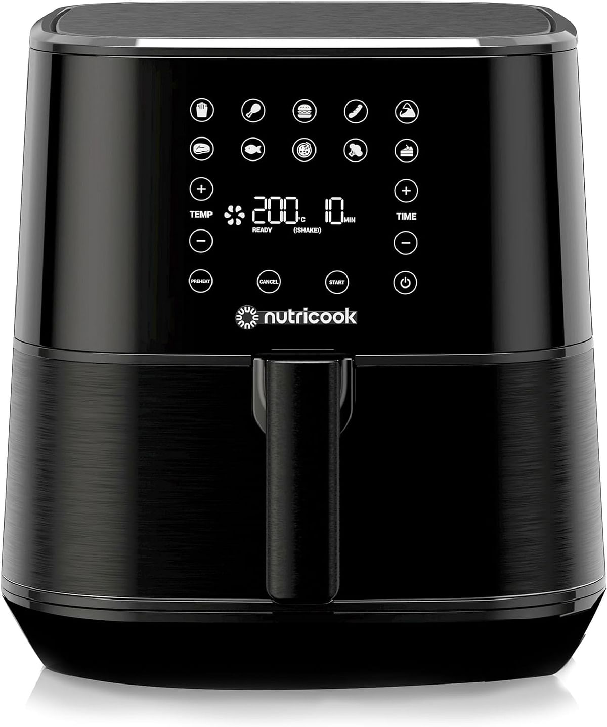 Nutricook Air Fryer 2 5.5 Liter 1700 Watts, Digital Control Panel Display 10 Preset Programs With Built-In Preheat Function + CRED Quick Pull Chopper 650 ml - Black