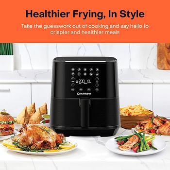 Nutricook Air Fryer 2 1700 Watts Digital Control Panel Display 10 Preset Programs With Built-In Preheat Function 5.5 Liter - Black