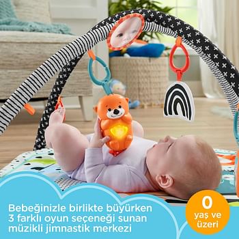 Fisher-Price 3-in-1 Music, Glow and Grow Gym Activity Play Mat, L