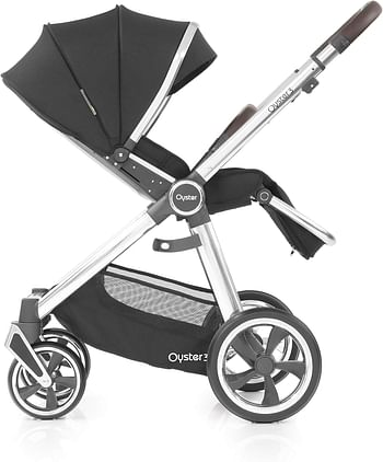 OYSTER Babystyle 3 Premium Compact Fold Baby Stroller From Birth To 22 Kg -Caviar Mirror