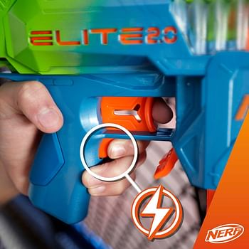 Nerf Elite 2.0 Double Punch Motorized Dart Blaster, Rapid Alternating Barrels, 50 Nerf Elite Darts, 2x 10-Dart Clips, Ages 8 & Up