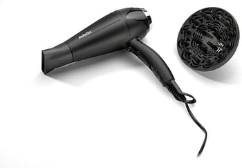 BaByliss Turbo Smooth 2200 Hair Dryer| Powerful Dryer With Adjustable Speed Settings |Multiple Heat Settings For Customized Styling| Ionic Technology Reduces Frizz And Enhances Shine| D572DSDE(Black)