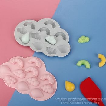 3D Rainbow Cloud Raindrop Silicone Mold 11-Cavity Rainbow Weather Shape DIY Fudge Cheese Baking Cake Chocolate Mold Ice Cube