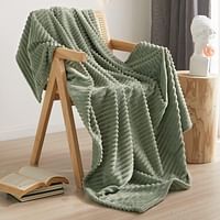 Geniospin Throw Blanket for Couch, Bed, Sofa – 280GSM Super Soft Lightweight Blanket with Strip, 3D Ribbed Jacquard, Plush Fuzzy Cozy Throws, Warm and Breathable (Sage Green, 50x60 inches)