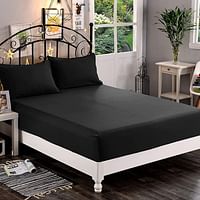 Premium Hotel Quality 1-Piece Fitted Sheet, Luxury & Softest 1500 Thread Count Egyptian Bedding Sheet Deep Pocket up to 16 inch, Wrinkle and Fade Resistant, King, Black