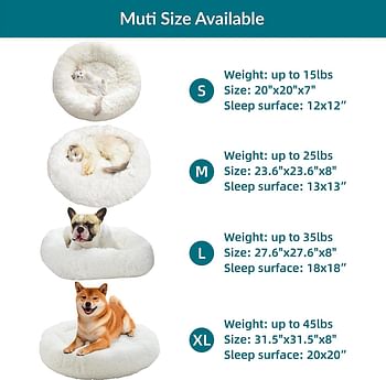 Gavenia Cat Beds for Indoor Cats -20’’x20’’ Washable Donut Cat and Dog Bed,Soft Plush Pet Cushion，Waterproof Bottom - Fluffy Dog and Cat Calming & Self-Warming Bed for and Sleep Improvement (Beige)